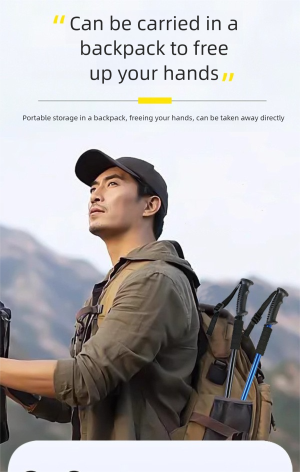 Shock Absorbing High Strength Hiking Ultra Light Aluminum Alloy Three Four Section Curved Straight Handle Telescopic_voghion.com