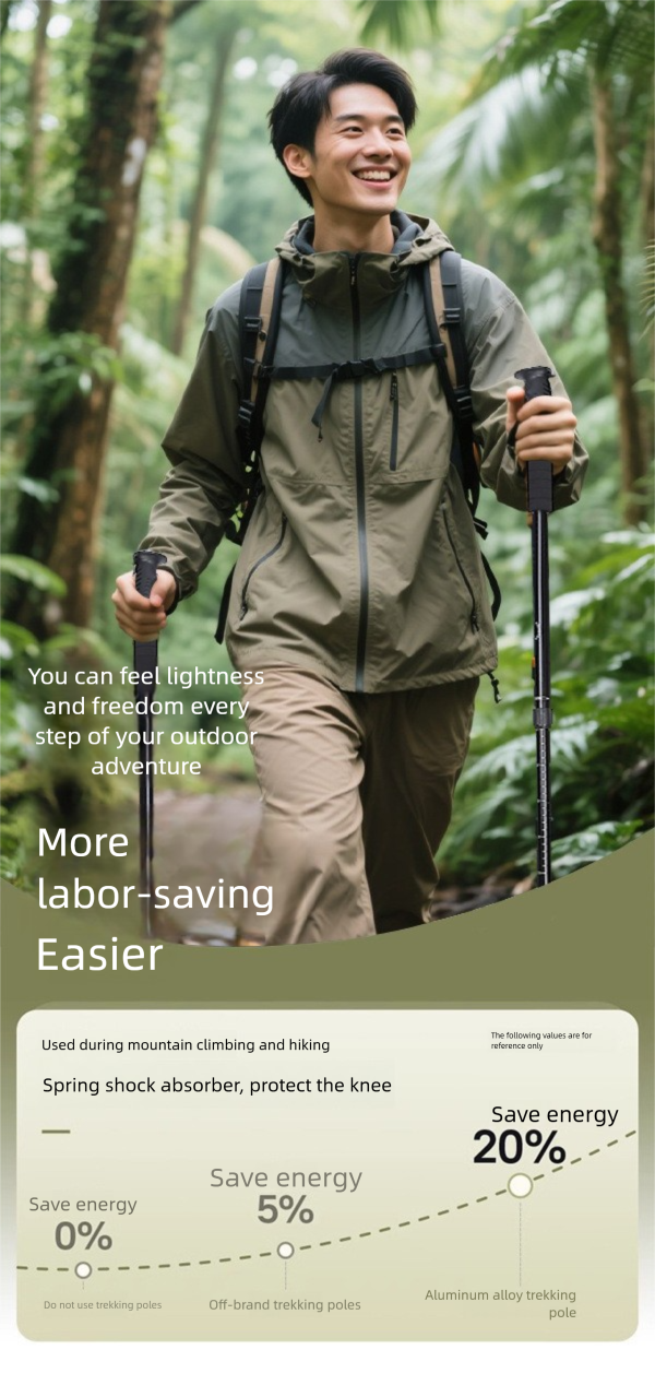 Shock Absorbing High Strength Hiking Ultra Light Aluminum Alloy Three Four Section Curved Straight Handle Telescopic_voghion.com
