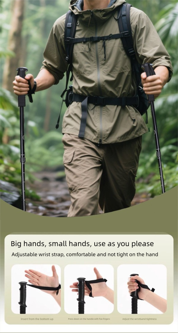 Shock Absorbing High Strength Hiking Ultra Light Aluminum Alloy Three Four Section Curved Straight Handle Telescopic_voghion.com