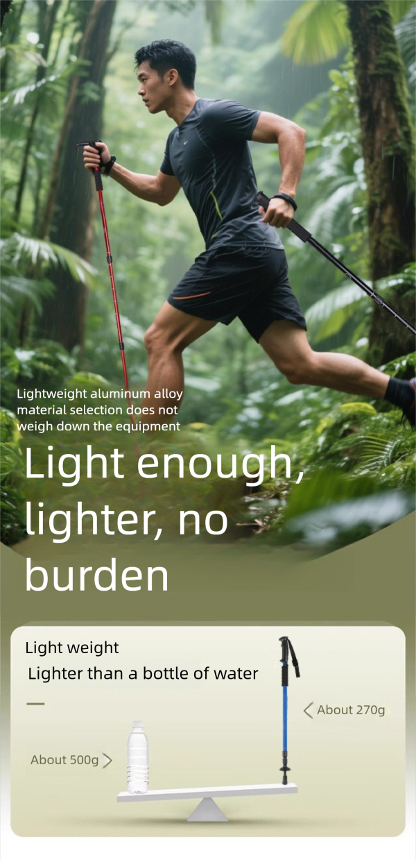 Shock Absorbing High Strength Hiking Ultra Light Aluminum Alloy Three Four Section Curved Straight Handle Telescopic_voghion.com