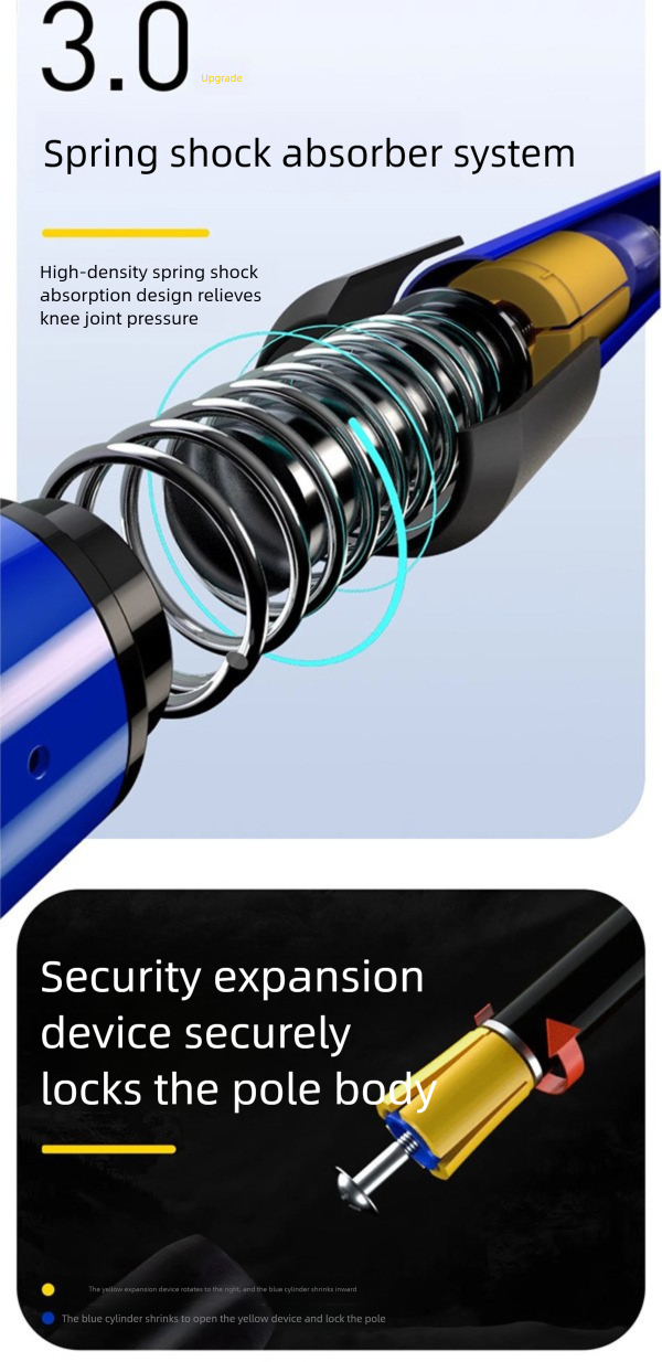 Shock Absorbing High Strength Hiking Ultra Light Aluminum Alloy Three Four Section Curved Straight Handle Telescopic_voghion.com