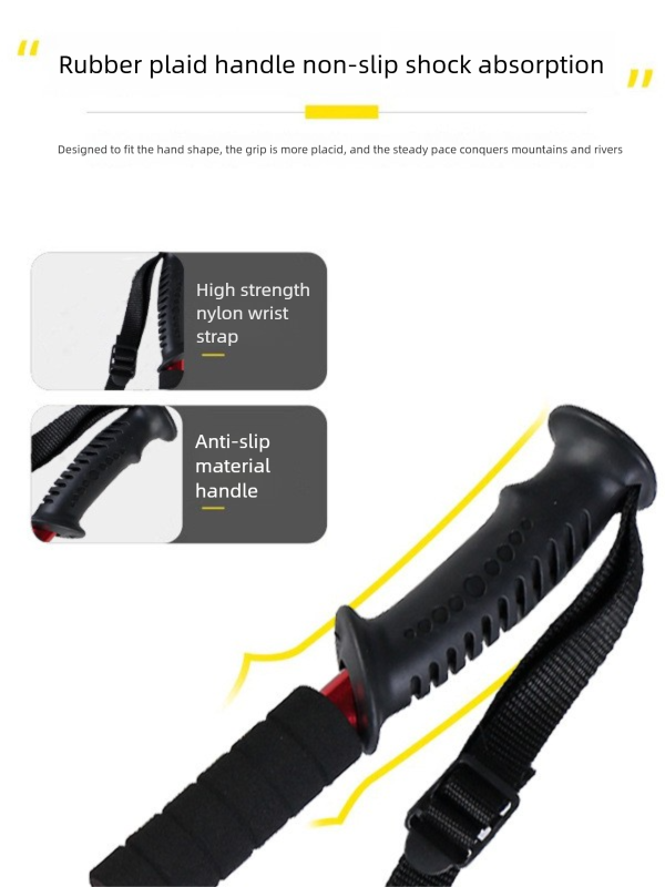 Shock Absorbing High Strength Hiking Ultra Light Aluminum Alloy Three Four Section Curved Straight Handle Telescopic_voghion.com