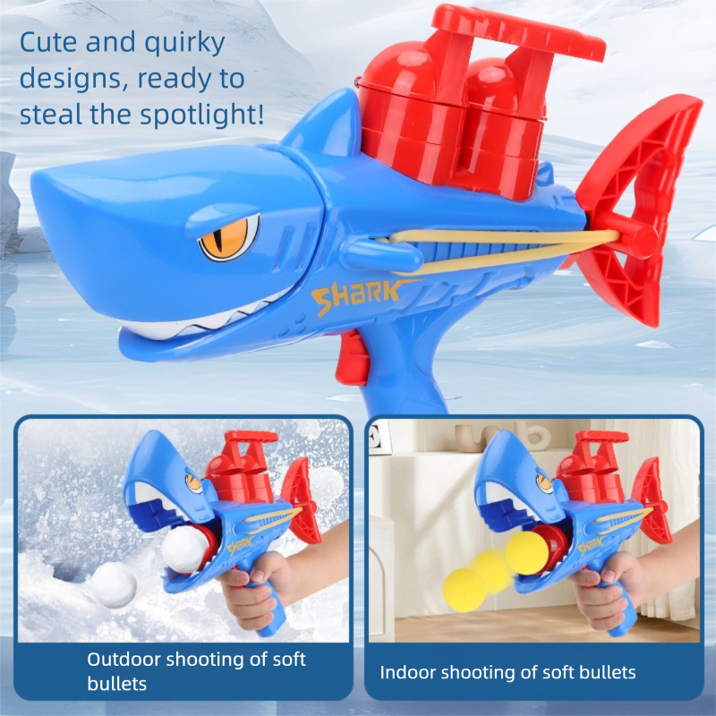 Shark Children's Toy Gun Snow Play Tool Clip Winter Launcher Snowball Fight Artifact Outdoor_voghion.com