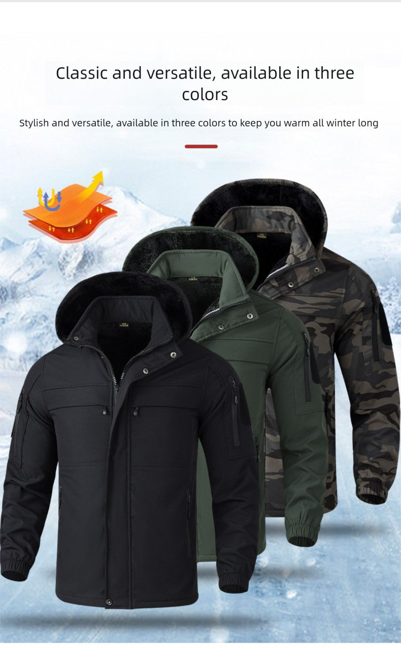 Autumn Winter Fleece-Lined Jacket Set For Men Outdoor Casual Wear-Resistant Dirt-Resistant Multi-Pocket Workwear_voghion.com