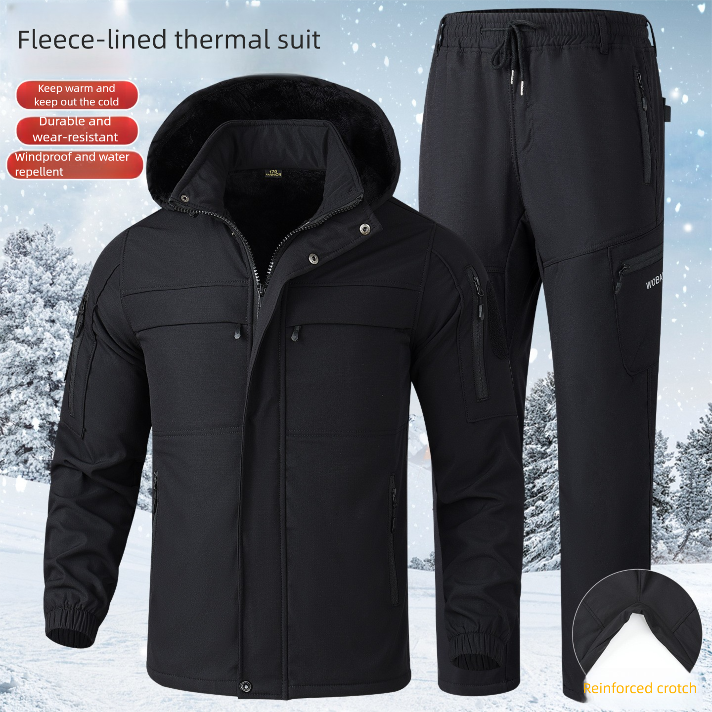 Conjunto de chaqueta con forro polar para hombre, para otoño e invierno, informal, resistente al desgaste y a la suciedad, con múltiples bolsillos, para trabajo._voghion.com