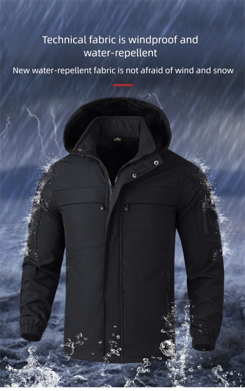 Autumn Winter Fleece-Lined Jacket Set For Men Outdoor Casual Wear-Resistant Dirt-Resistant Multi-Pocket Workwear_voghion.com
