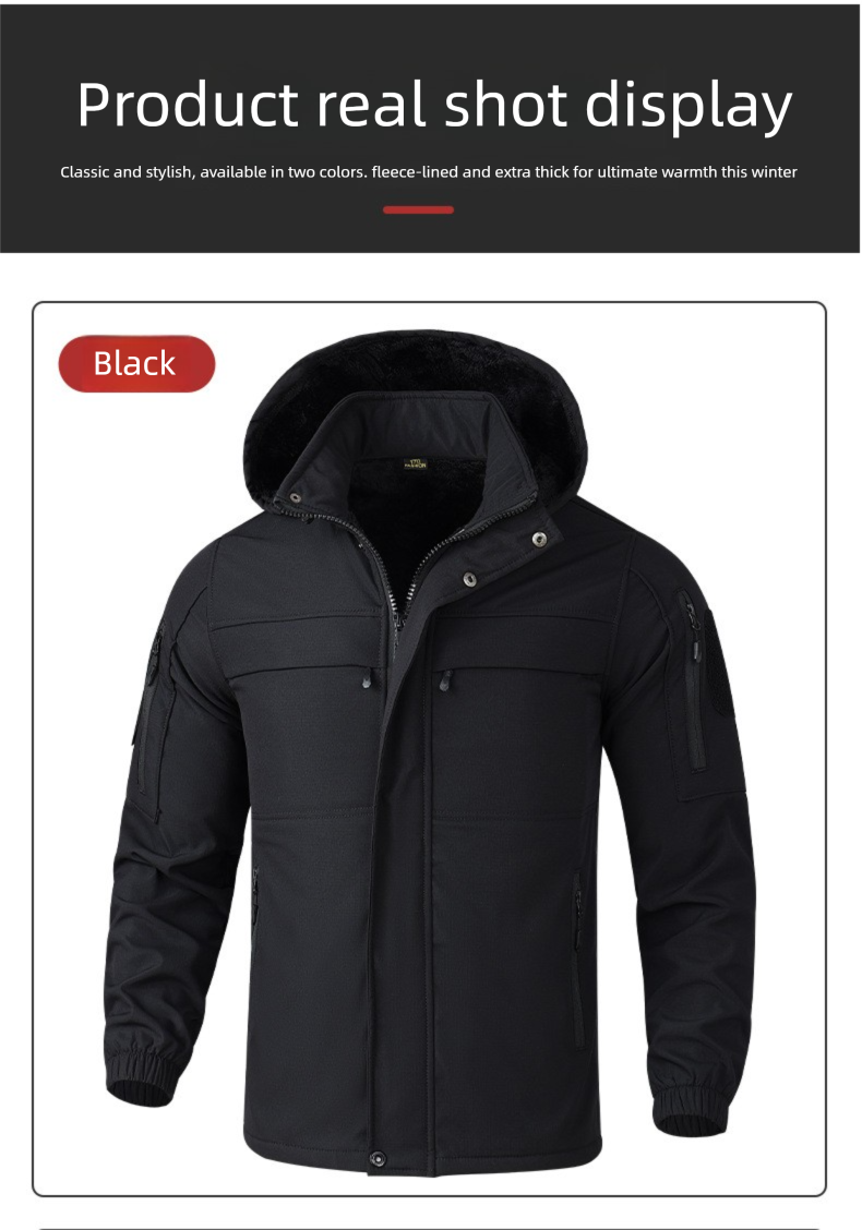 Autumn Winter Fleece-Lined Jacket Set For Men Outdoor Casual Wear-Resistant Dirt-Resistant Multi-Pocket Workwear_voghion.com