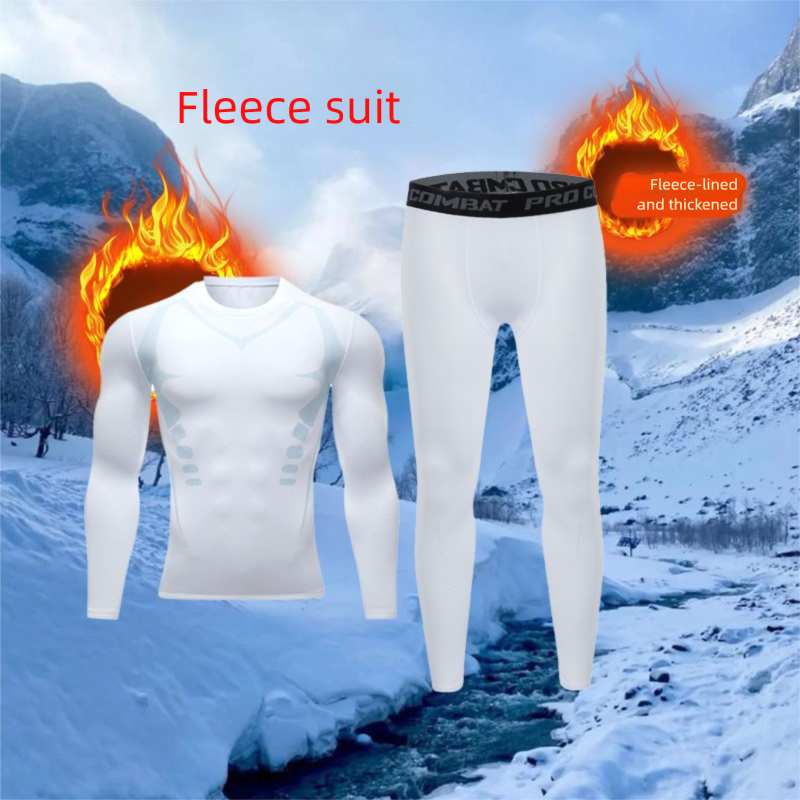 Warm Clothing Fleece-Lined Base Layer Fitness Quick-Dry Tight-Fitting Underwear Winter Running Sports Training Set_voghion.com
