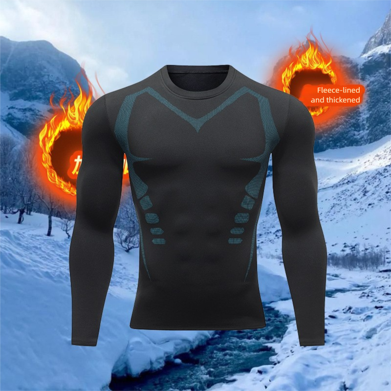 Warm Clothing Fleece-Lined Base Layer Fitness Quick-Dry Tight-Fitting Underwear Winter Running Sports Training Set_voghion.com