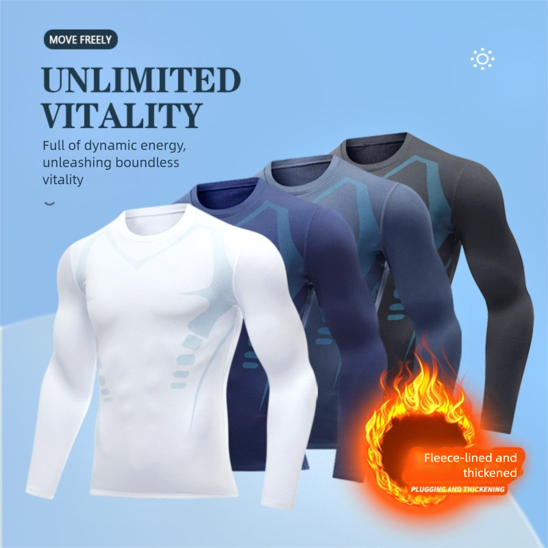 Abbigliamento caldo, strato di base foderato in pile, fitness, biancheria intima attillata ad asciugatura rapida, set da allenamento sportivo invernale da corsa_voghion.com