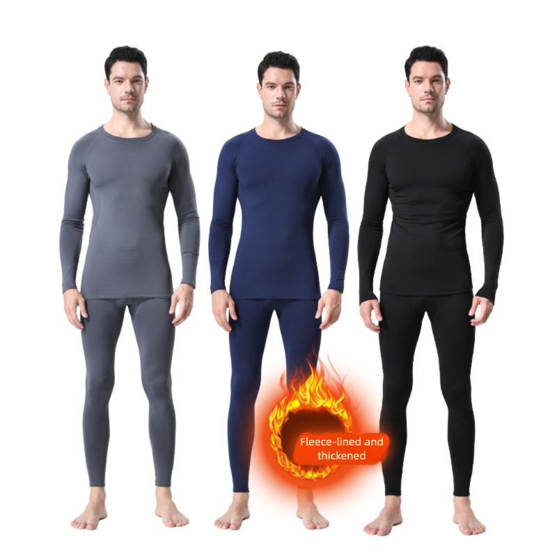 Abbigliamento caldo, strato di base foderato in pile, fitness, biancheria intima attillata ad asciugatura rapida, set da allenamento sportivo invernale da corsa_voghion.com