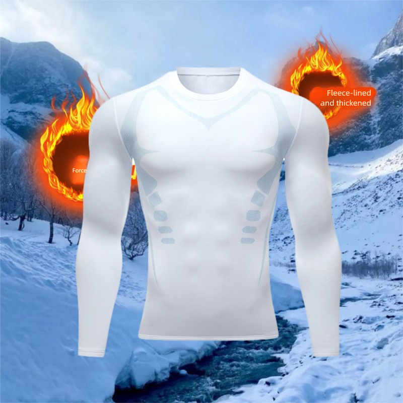 Warm Clothing Fleece-Lined Base Layer Fitness Quick-Dry Tight-Fitting Underwear Winter Running Sports Training Set_voghion.com