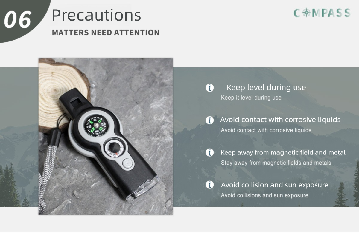 Outdoor Multi-Functional Sports Survival Escape Camping 7-in-1 LED Compass Whistle Emergency Tool_voghion.com