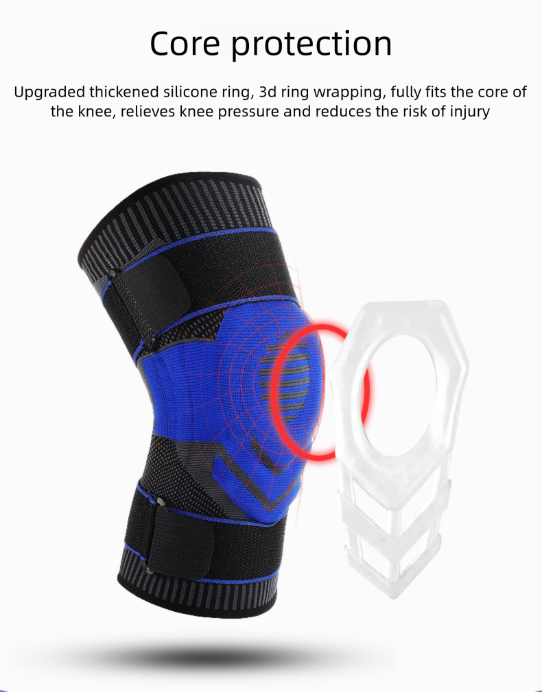 Ginocchiere per rotula, per ciclismo e corsa, per fitness, all'aperto, fasciatura in maglia, guaina protettiva in silicone plastificato_voghion.com