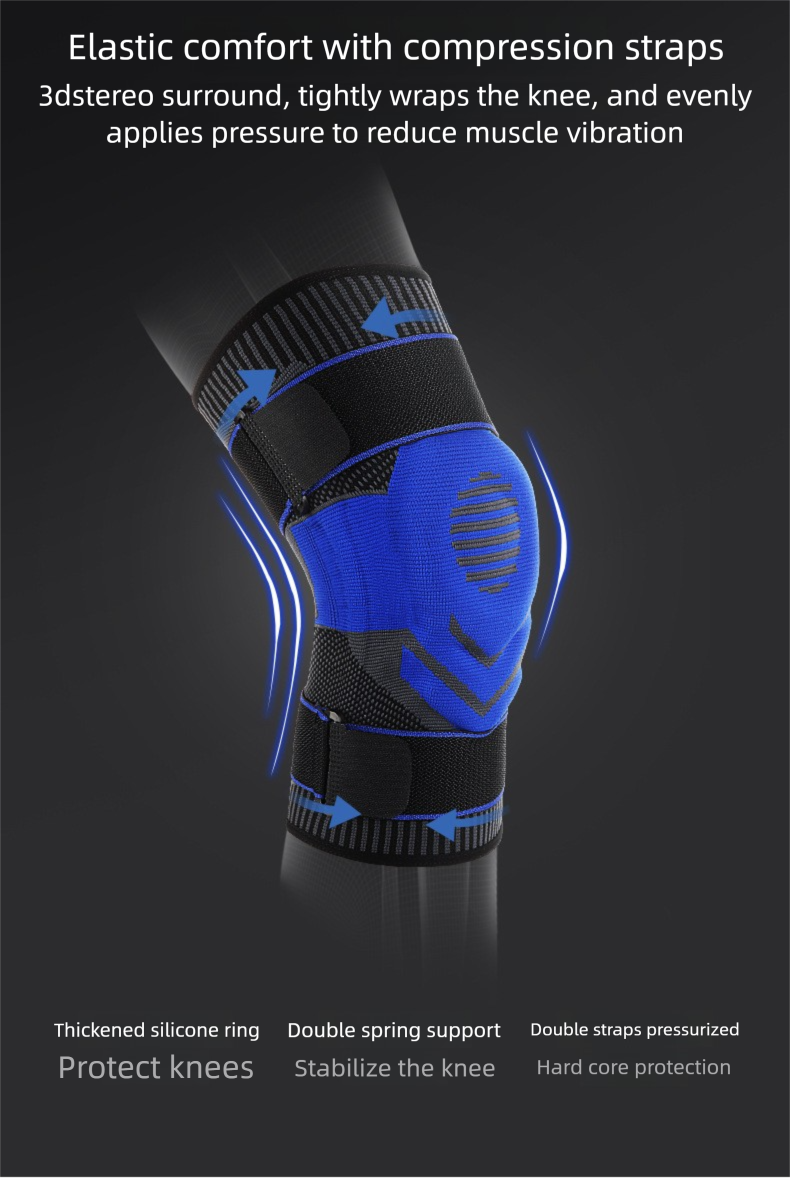 Ginocchiere per rotula, per ciclismo e corsa, per fitness, all'aperto, fasciatura in maglia, guaina protettiva in silicone plastificato_voghion.com