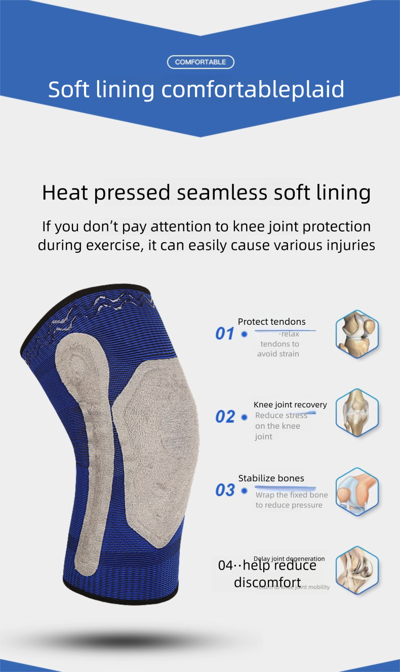 Ginocchiere per rotula, per ciclismo e corsa, per fitness, all'aperto, fasciatura in maglia, guaina protettiva in silicone plastificato_voghion.com