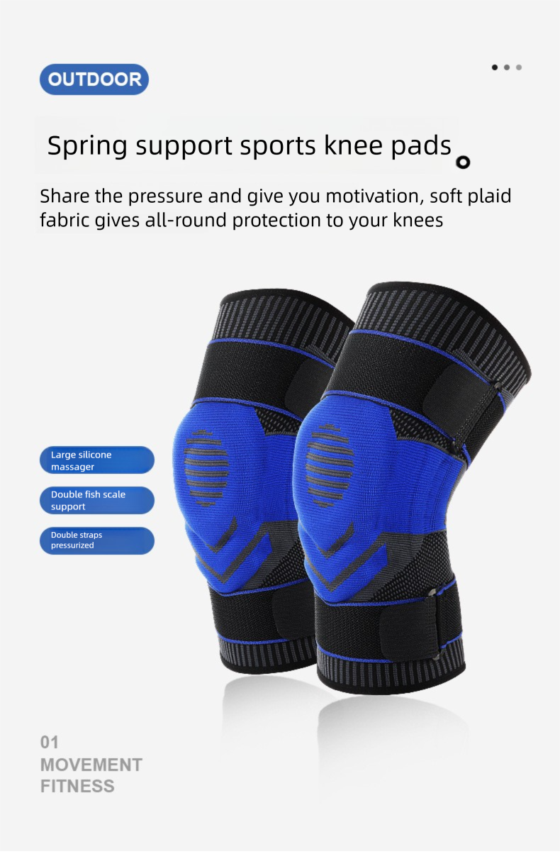 Ginocchiere per rotula, per ciclismo e corsa, per fitness, all'aperto, fasciatura in maglia, guaina protettiva in silicone plastificato_voghion.com