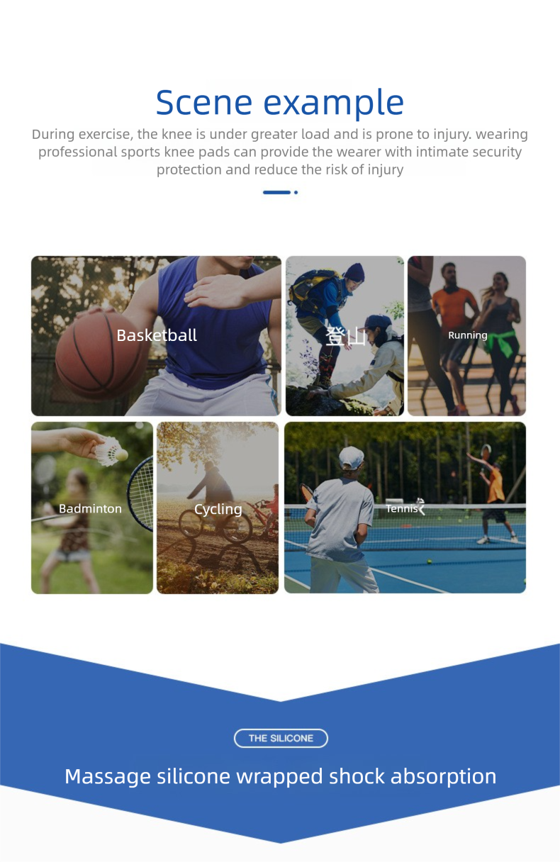Ginocchiere per rotula, per ciclismo e corsa, per fitness, all'aperto, fasciatura in maglia, guaina protettiva in silicone plastificato_voghion.com