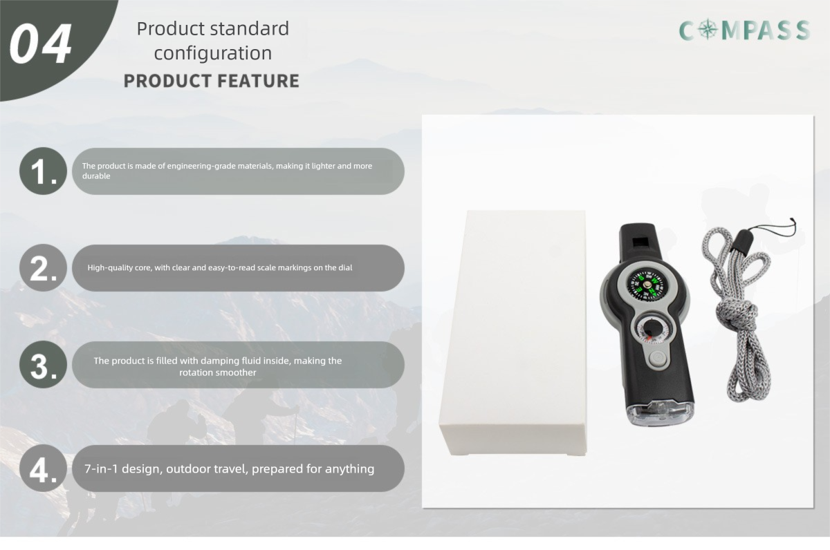 Outdoor Multi-Functional Sports Survival Escape Camping 7-in-1 LED Compass Whistle Emergency Tool_voghion.com