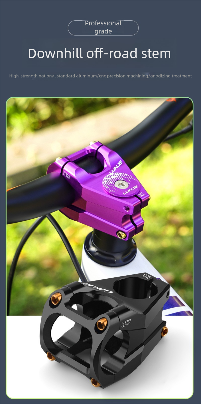 Potence courte CNC pour VTT tout-terrain 31,8/35 mm en alliage d'aluminium haute résistance pour descente_voghion.com