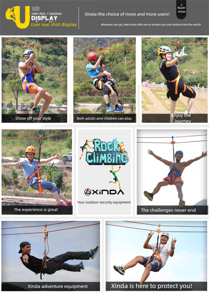 Xinda Dual-Axis Dual-Pulley Traverse Steel Cable Zipline Tree Climbing Rescue Pulley Set_voghion.com