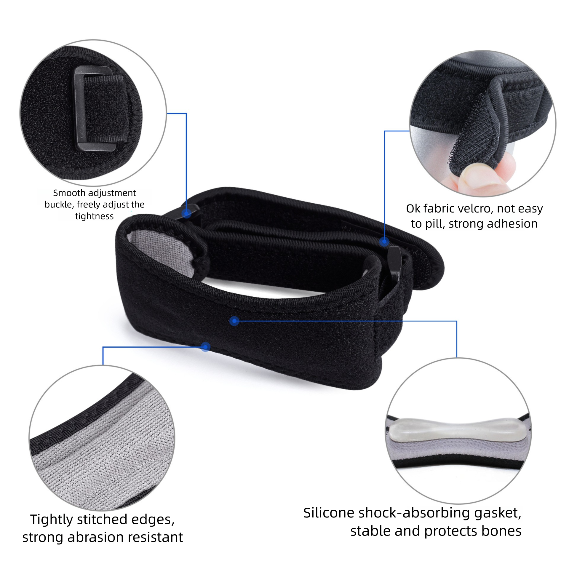 Ginocchiere a compressione per basket, assorbimento degli urti, supporto sportivo, cinturino integrato in silicone per la rotula_voghion.com