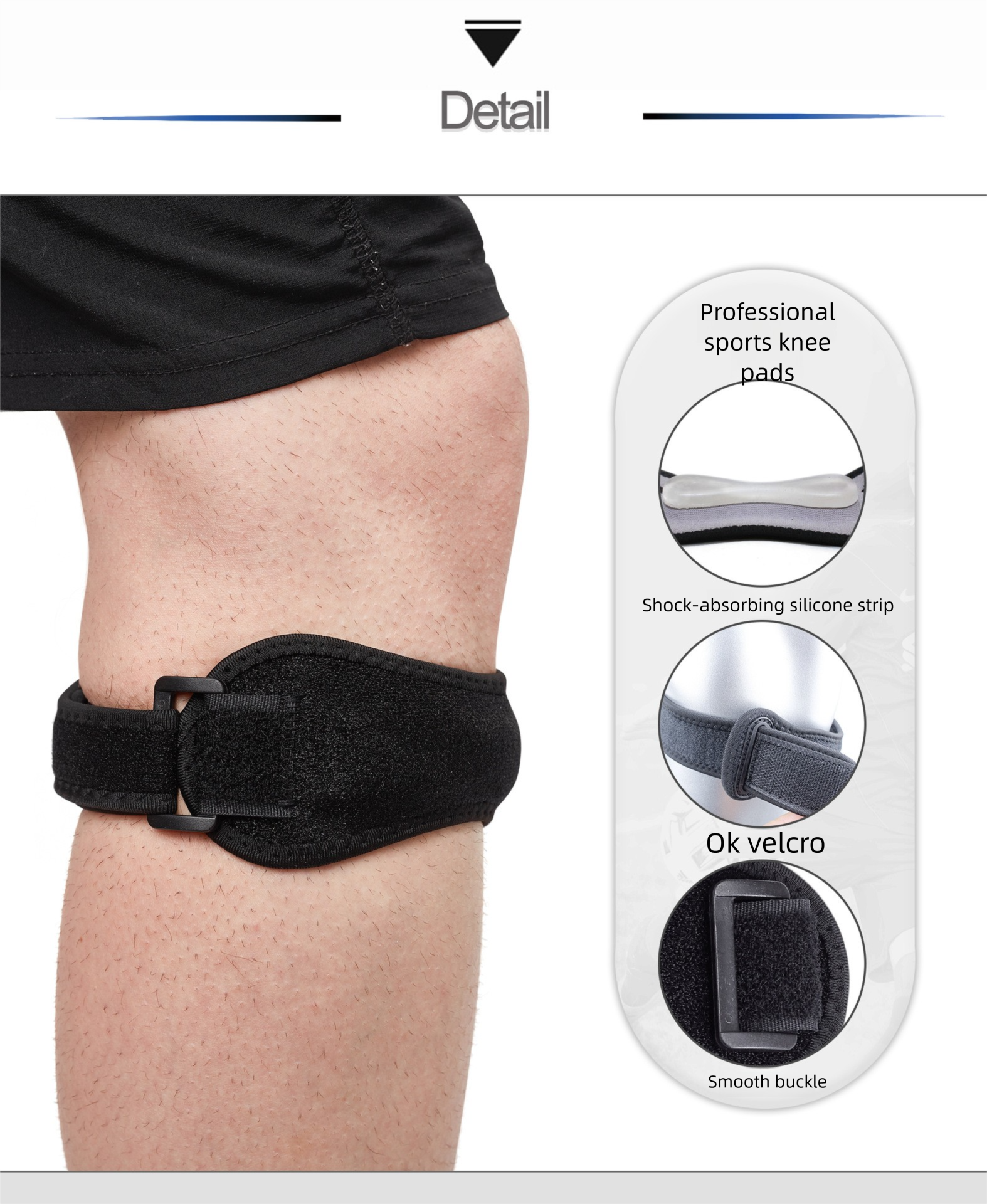 Ginocchiere a compressione per basket, assorbimento degli urti, supporto sportivo, cinturino integrato in silicone per la rotula_voghion.com