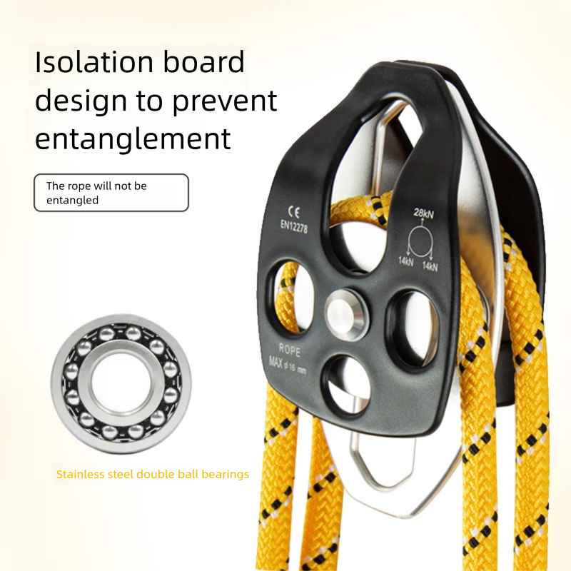 Nuovo set di carrucole doppie per arrampicata e sollevamento con piastra laterale di salvataggio per esterni con cuscinetti_voghion.com