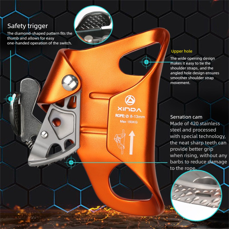 Dispositivo di arrampicata anticaduta per esterni, dispositivo di bloccaggio pettorale, forniture per attrezzature speleologiche_voghion.com