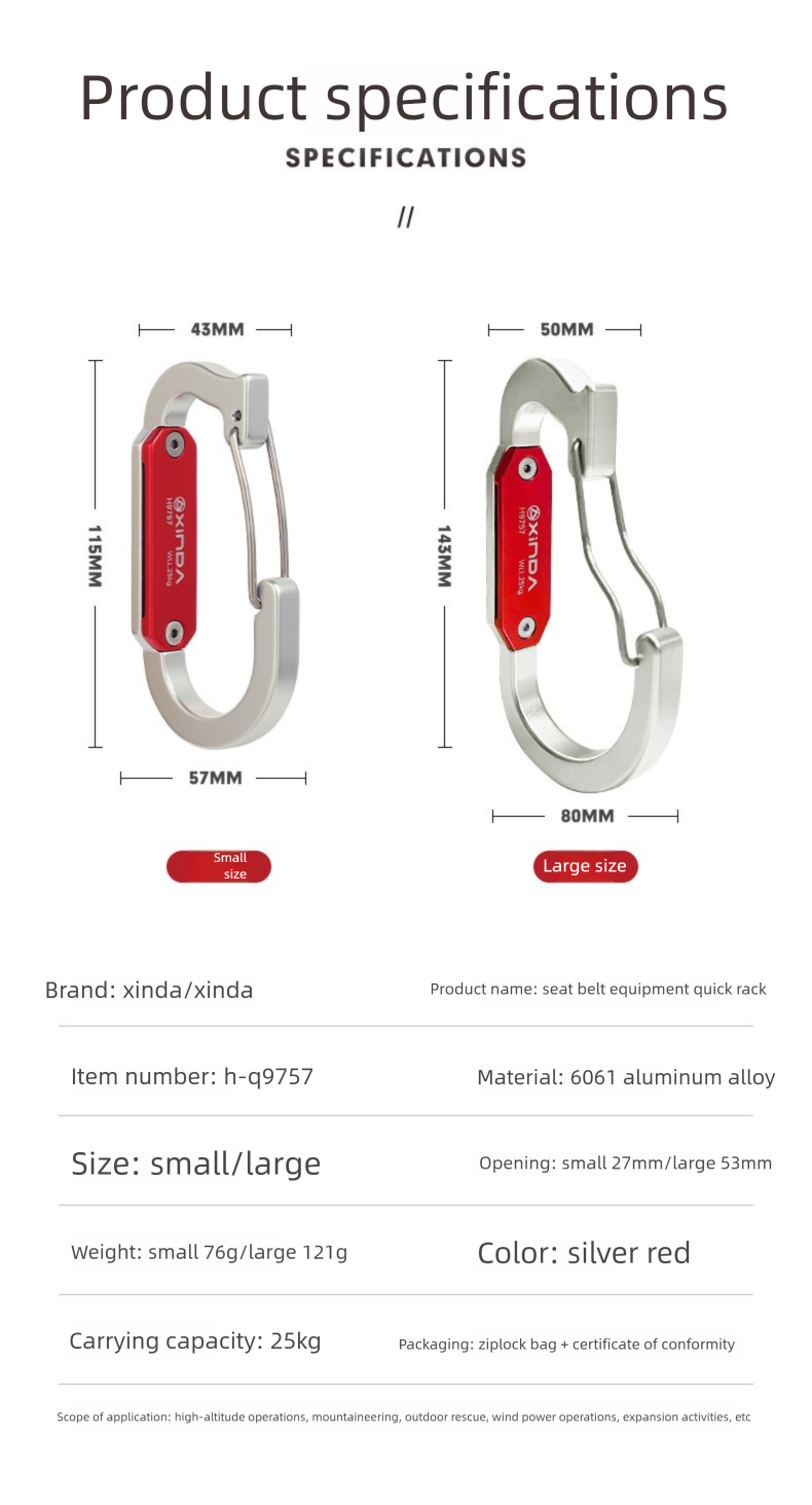 Metal Climbing Safety Belt Quickdraw Tool Rack High-altitude Work Rescue Mounting Equipment_voghion.com