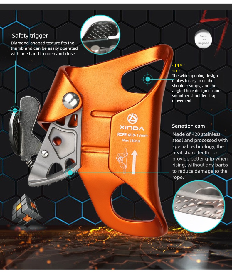 Dispositivo di arrampicata anticaduta per esterni, dispositivo di bloccaggio pettorale, forniture per attrezzature speleologiche_voghion.com