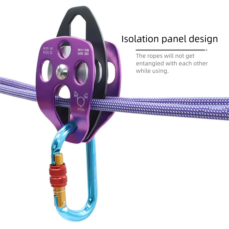Nuovo set di carrucole doppie per arrampicata e sollevamento con piastra laterale di salvataggio per esterni con cuscinetti_voghion.com