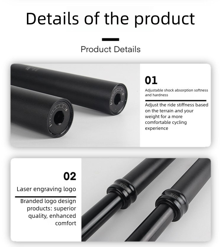 RIRO Mountainbike-Sattelstütze, luftdruckverstellbar, aus Aluminiumlegierung, teleskopierbar, mit Handsteuerung und Stoßdämpfung_voghion.com