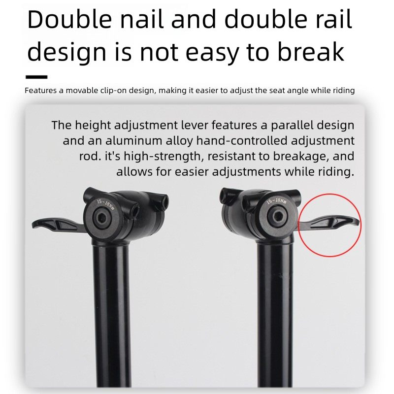RIRO Mountainbike-Sattelstütze, luftdruckverstellbar, aus Aluminiumlegierung, teleskopierbar, mit Handsteuerung und Stoßdämpfung_voghion.com