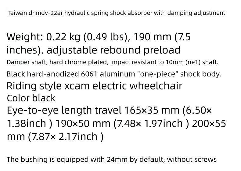 Taiwan DNM DV-22AR Hydraulic Spring With Damping Adjustment 190/200MM*750 Lbs Shock Absorber_voghion.com