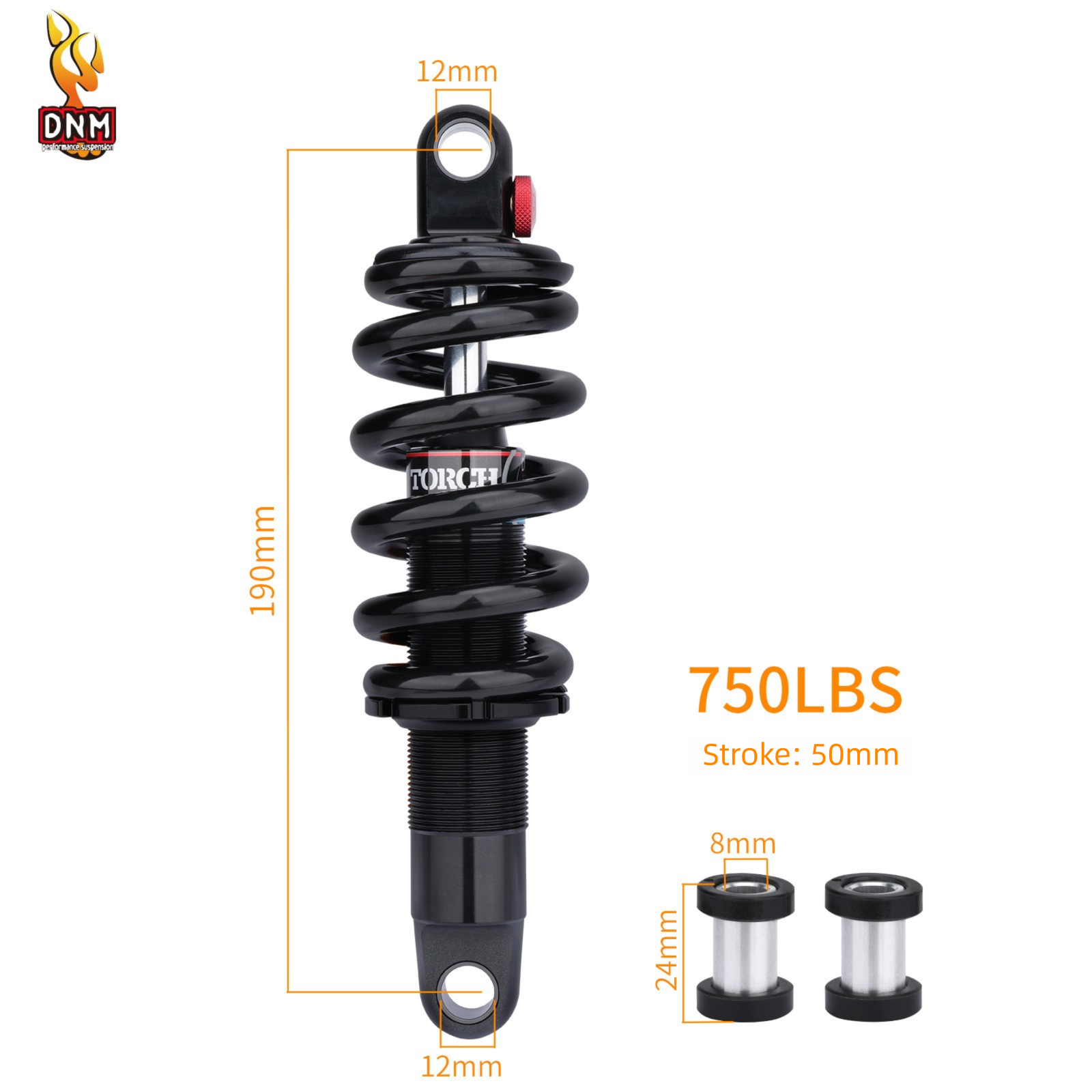 Taiwan DNM DV-22AR Hydraulic Spring With Damping Adjustment 190/200MM*750 Lbs Shock Absorber_voghion.com