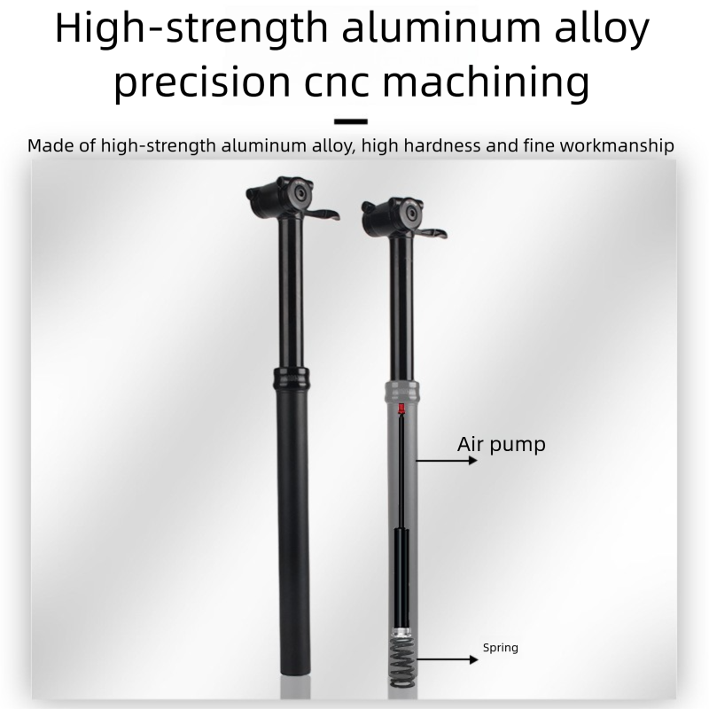 RIRO Mountainbike-Sattelstütze, luftdruckverstellbar, aus Aluminiumlegierung, teleskopierbar, mit Handsteuerung und Stoßdämpfung_voghion.com
