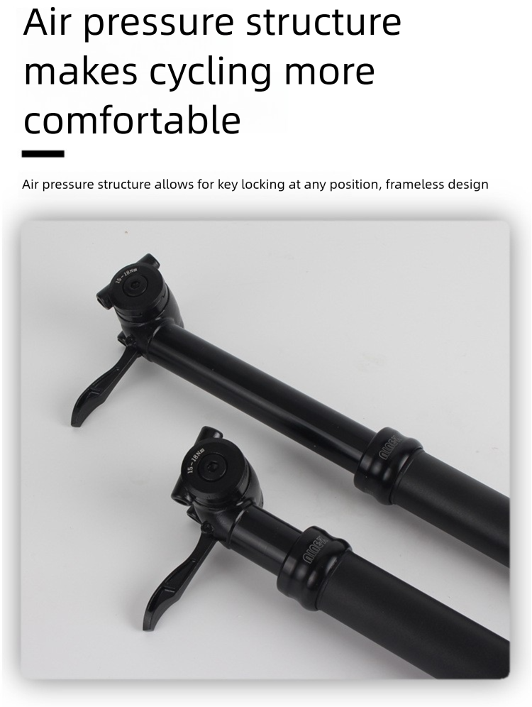 RIRO Mountainbike-Sattelstütze, luftdruckverstellbar, aus Aluminiumlegierung, teleskopierbar, mit Handsteuerung und Stoßdämpfung_voghion.com