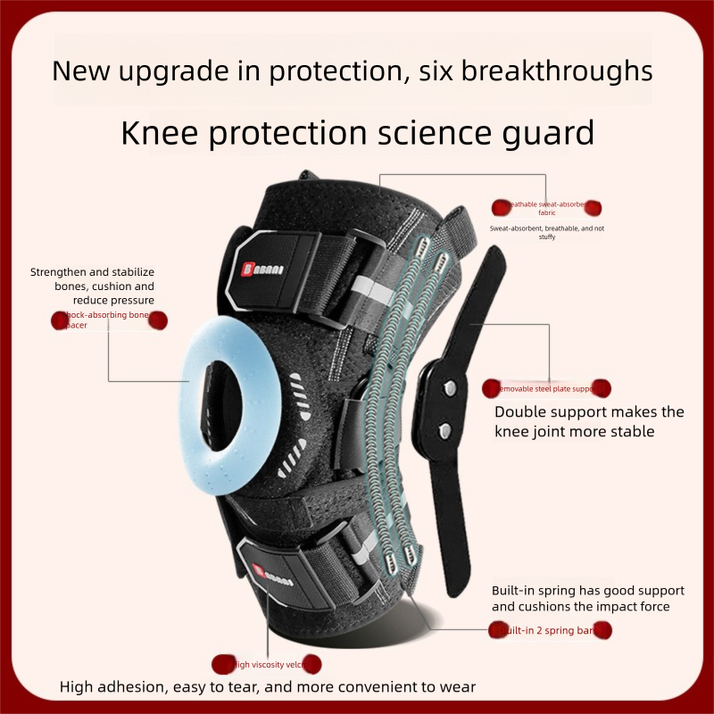 Men's Sports Knee Brace With Fixed Meniscus Spring Steel Plate Support, Specialized For Mountaineering,_voghion.com