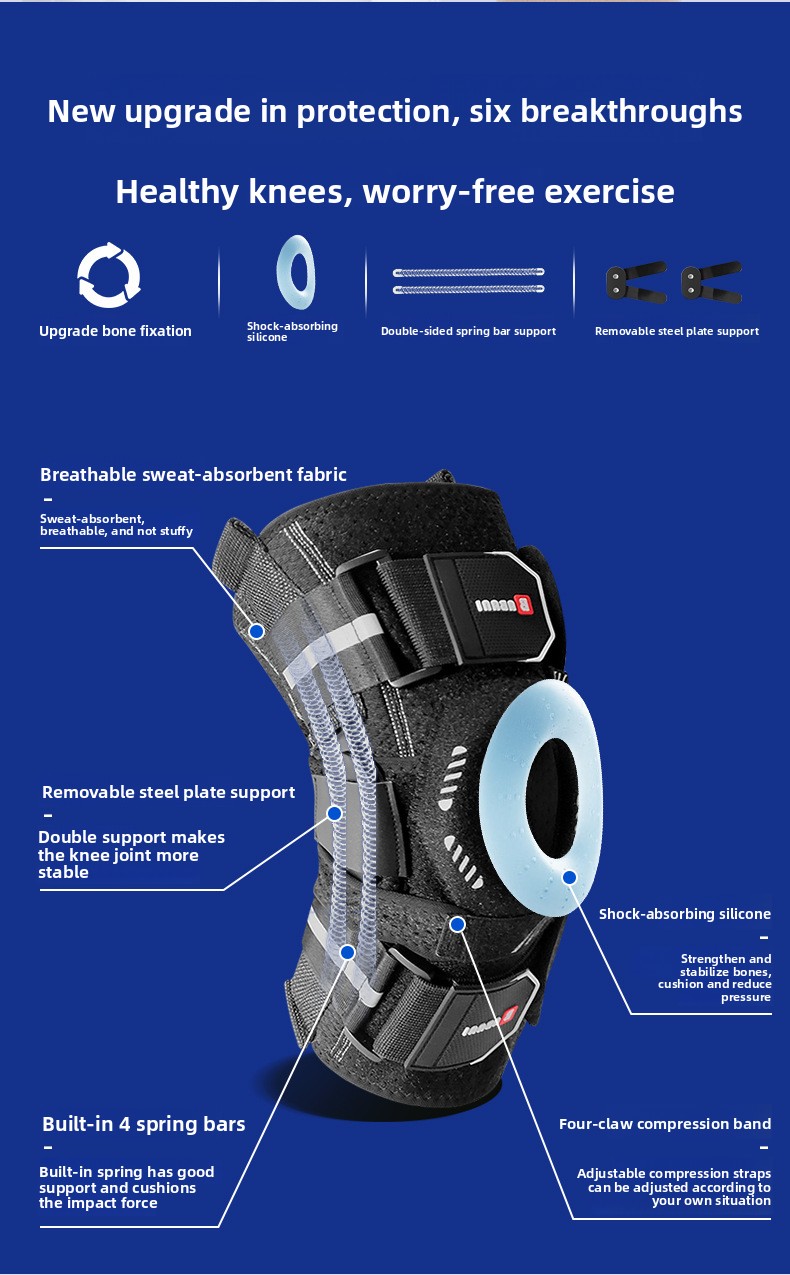 Professional Men's Knee Brace With Spring Support For Hiking_voghion.com
