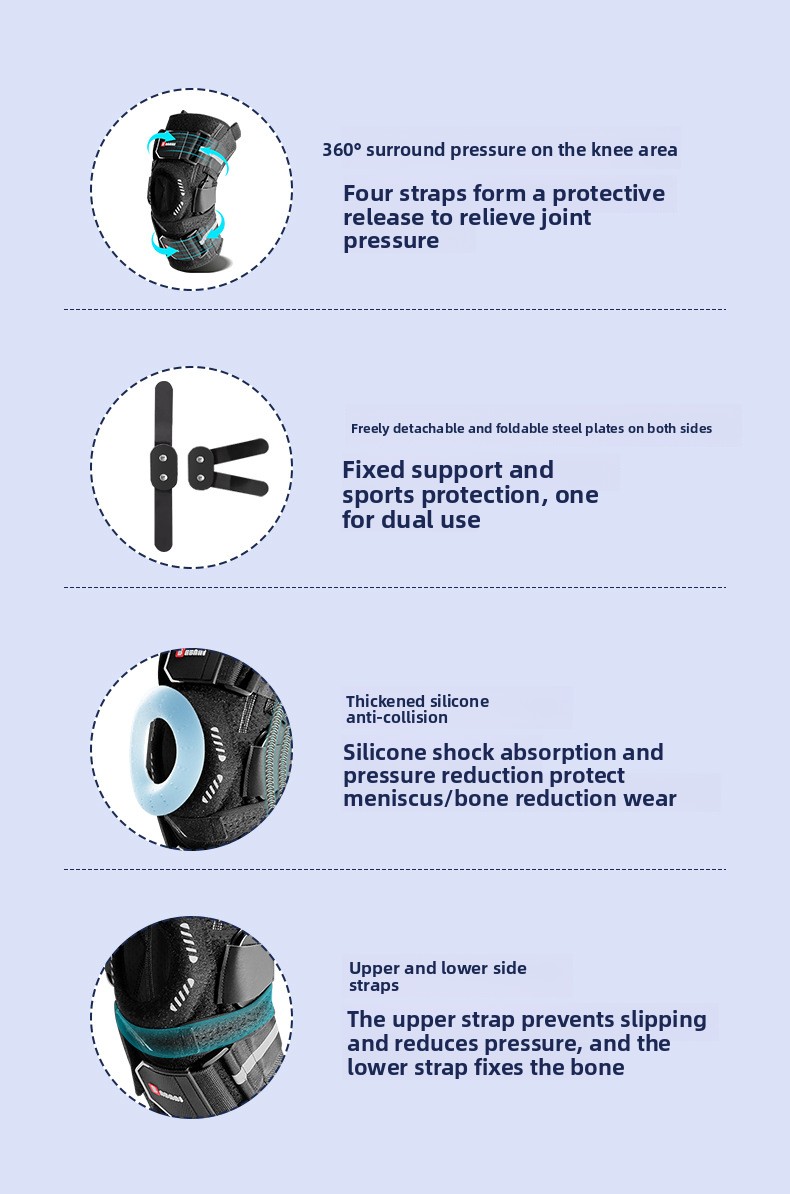 Professional Men's Knee Brace With Spring Support For Hiking_voghion.com