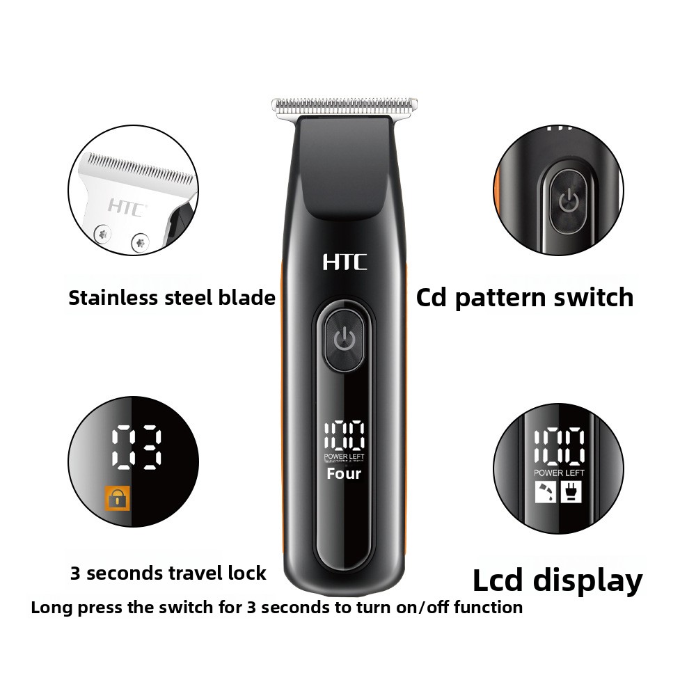 HTC TUME Hair Trimmer Salon Men's Oil Shaving Carving Bald Head Magic Tool Home Electric Clipper_voghion.com