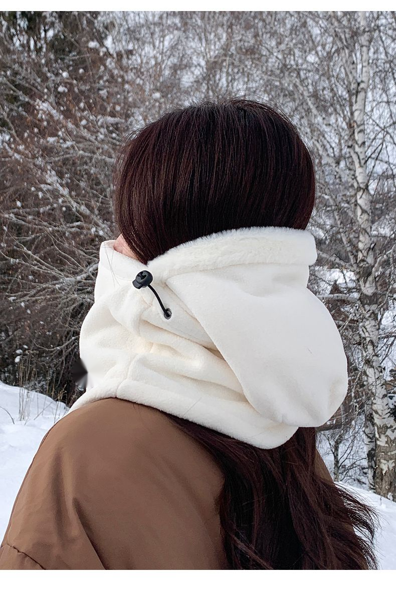 Chapéu Feminino 2023 Novo Pescoço Integrado Veículo Elétrico Outono Inverno Equitação Ferramenta de Calor À Prova de Vento e Proteção Contra o Frio_voghion.com