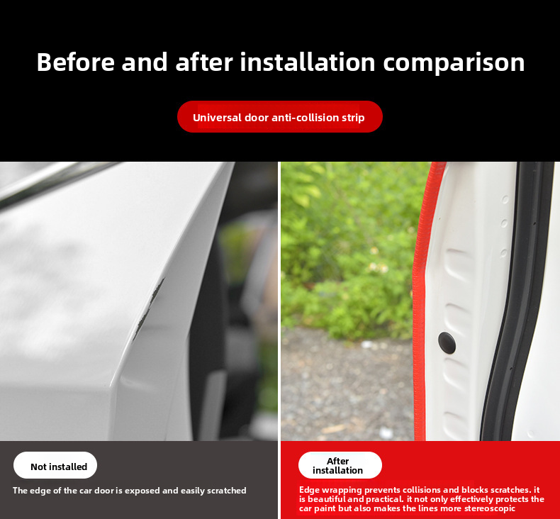 Car Anti-Collision Strip Invisible Universal No-Adhesive Door Edge Anti-Scratch Body Protection Tape Decoration_voghion.com