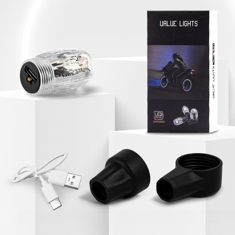 Motorcycle Car Wind Sensing Fire Wheel Rechargeable Vibrating Flashing Decorative Tire Valve Light_autovado.com