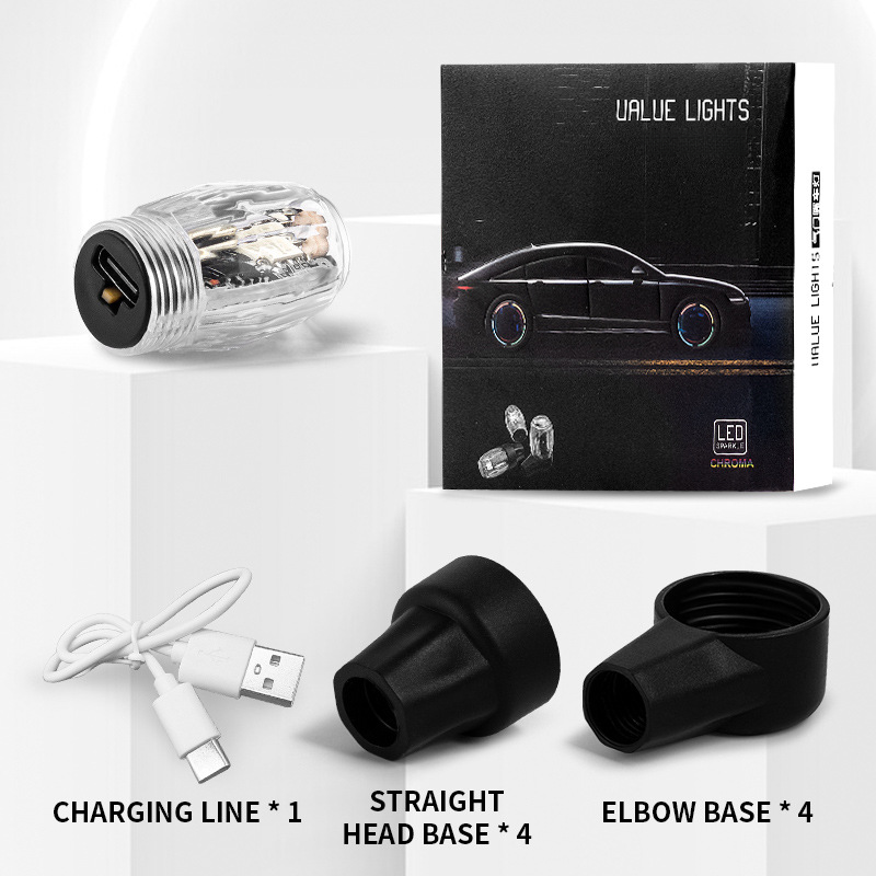 Motorcycle Car Wind Sensing Fire Wheel Rechargeable Vibrating Flashing Decorative Tire Valve Light_autovado.com