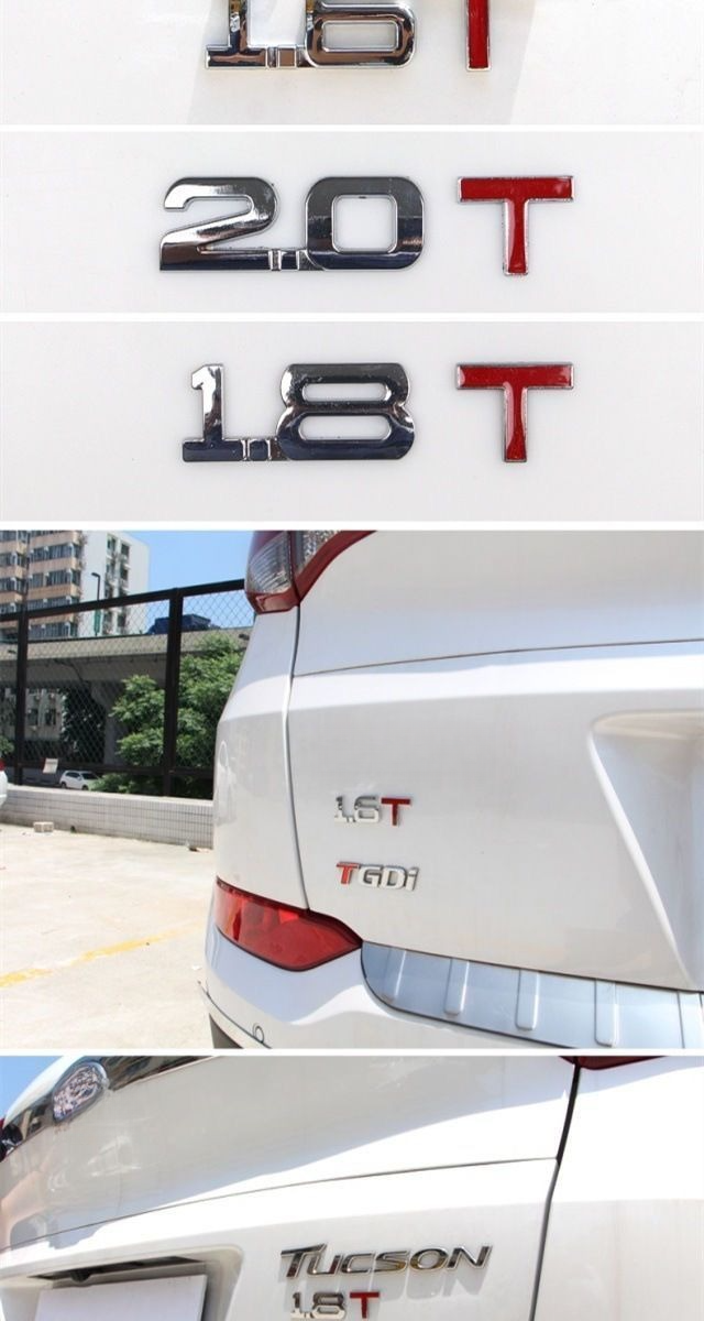 Car 1.8T 2.0T 2.5 Displacement Letter Text Metal 3D Creative Lettering 4WD 1.5T Tail Emblem Sticker_voghion.com