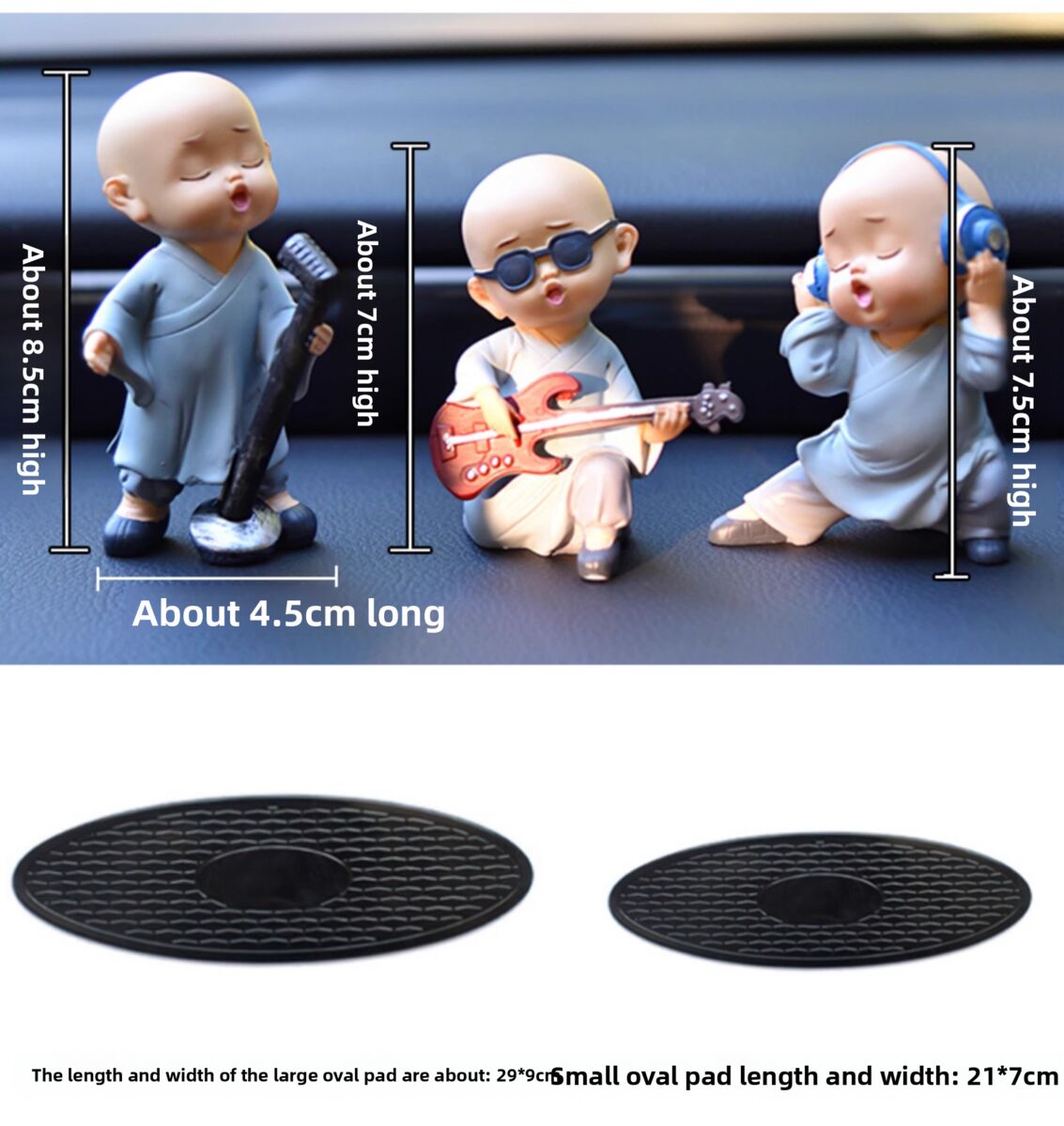 Ornament Creative Music Band Decoration Cute Resin Little Monk For Car Interior_voghion.com