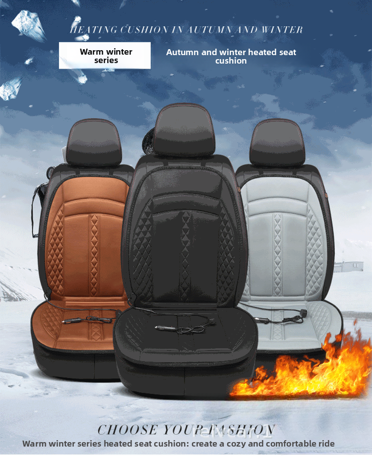 Zimowa elektryczna podgrzewana poduszka samochodowa 12V, pojedyncze siedzenie_voghion.com