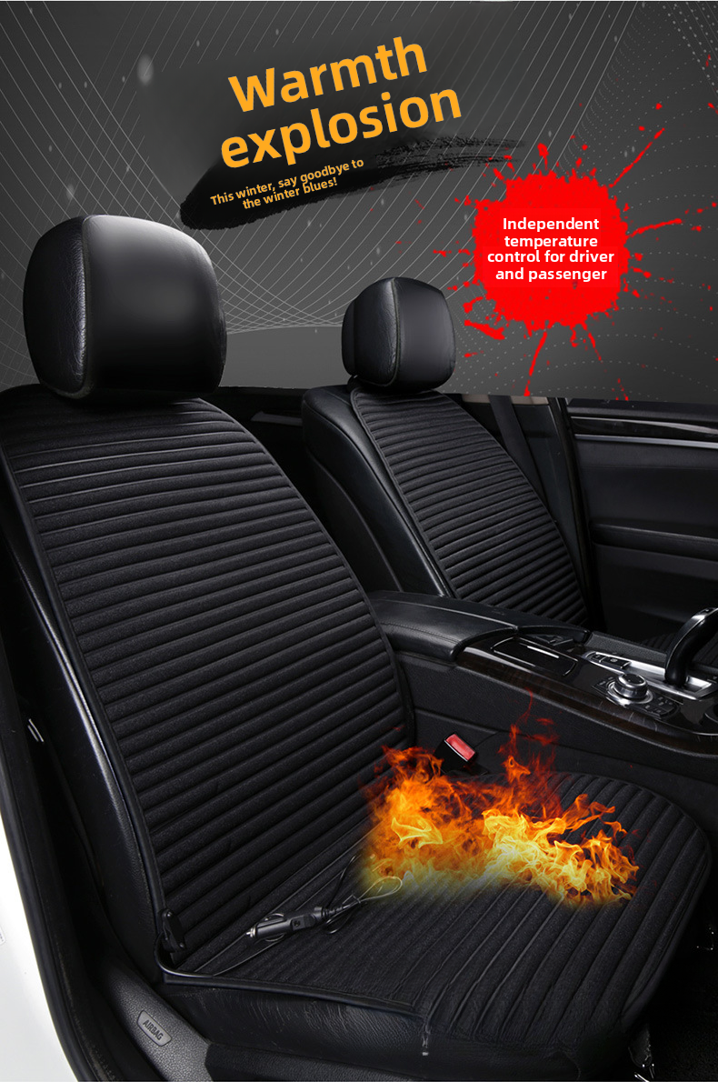 Cuscino riscaldato elettrico invernale per auto, sedile singolo da 12 V_voghion.com